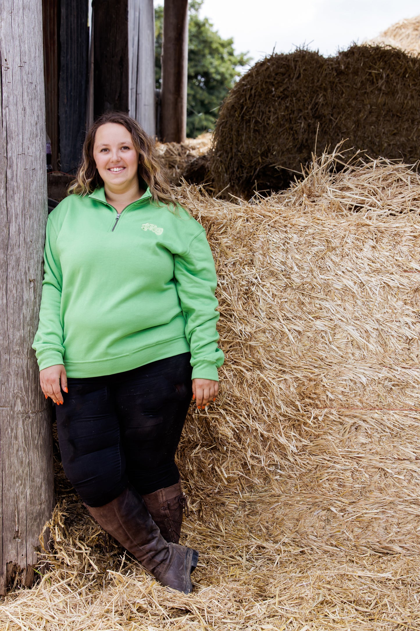 Apple Green Quarter Zip Sweatshirt